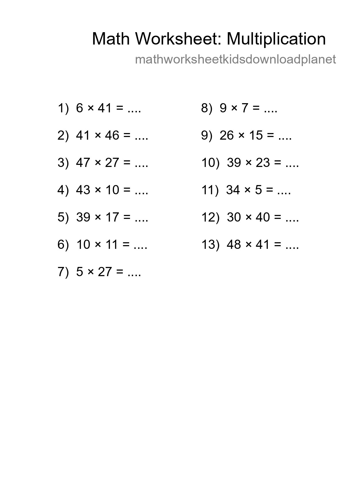 Free 13 Multiplication Math Worksheet For Grade 2 - Part 117