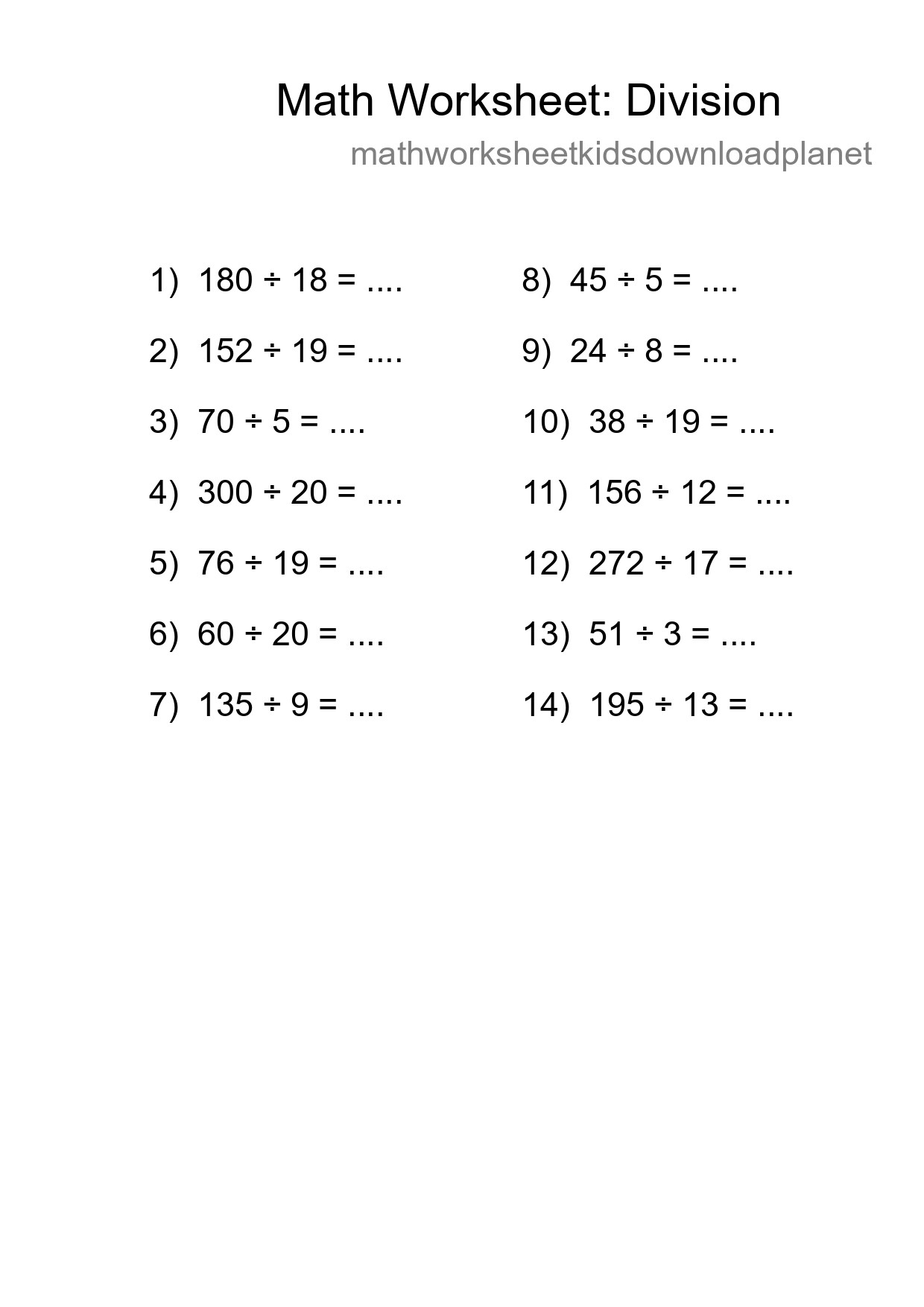 Free 14 Division Math Worksheet For Grade 2 - Part 4