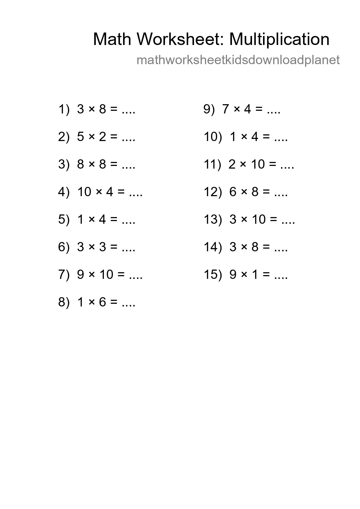 Free 15 Multiplication Math Worksheet For Grade 1 - Part 139