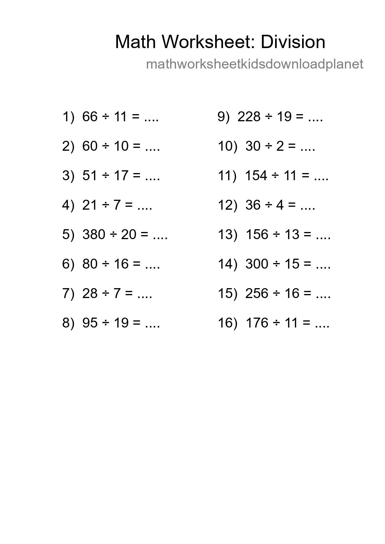 Free 16 Division Math Worksheet For Grade 2 - Part 158
