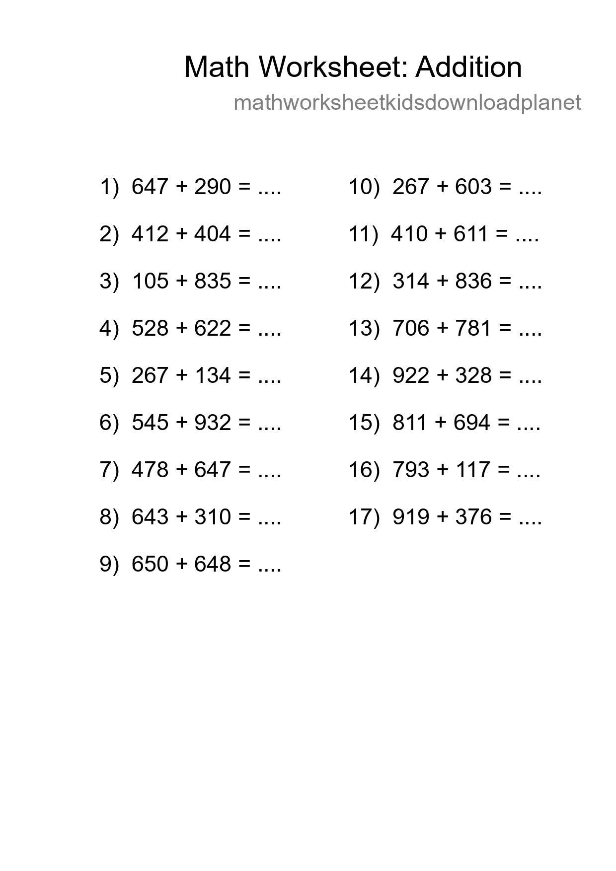 Free 17 Addition Math Worksheet For Grade 5 With Answers - Part 243