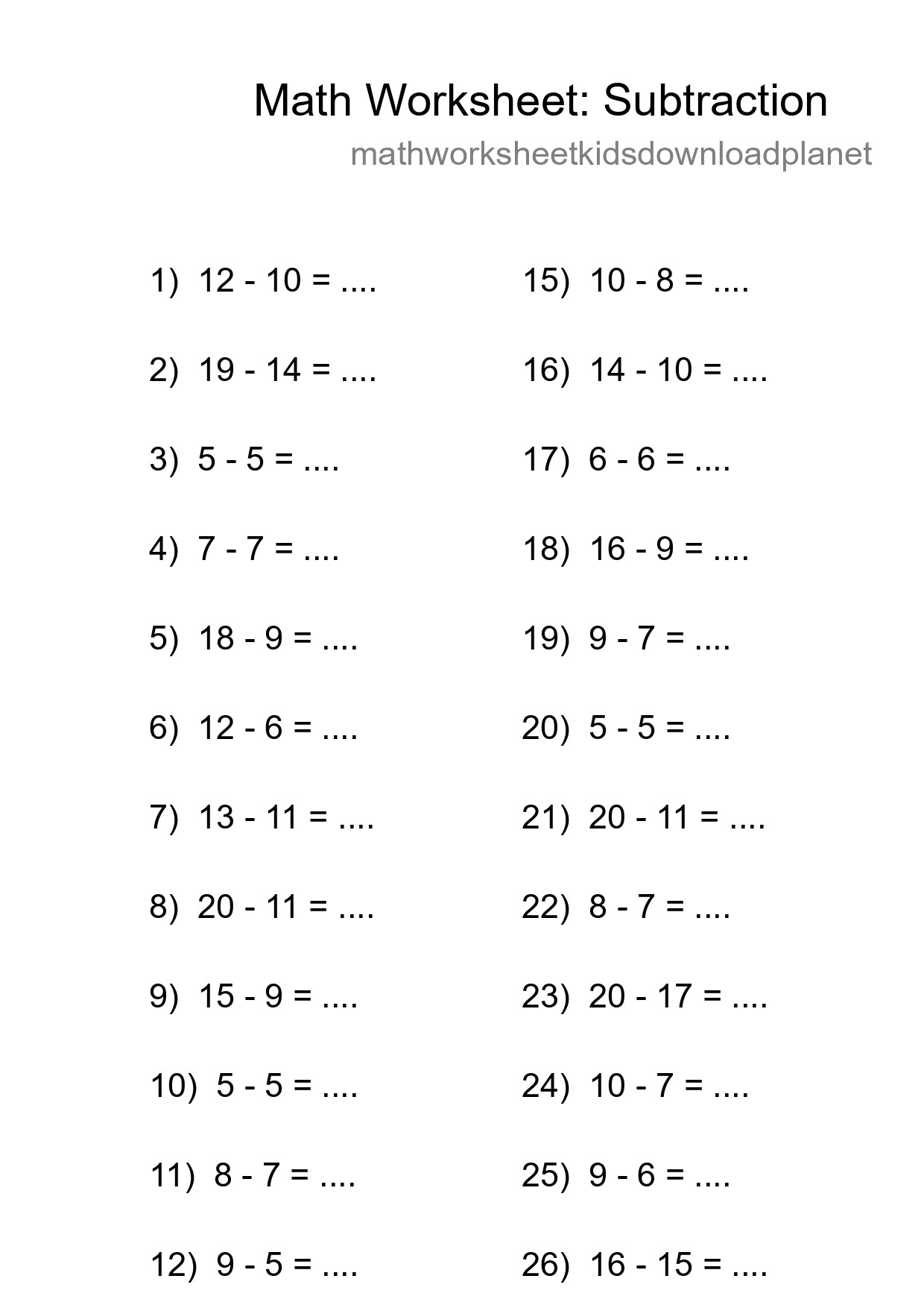 Free 28 Subtraction Math Worksheet For Grade 2 - Part 8