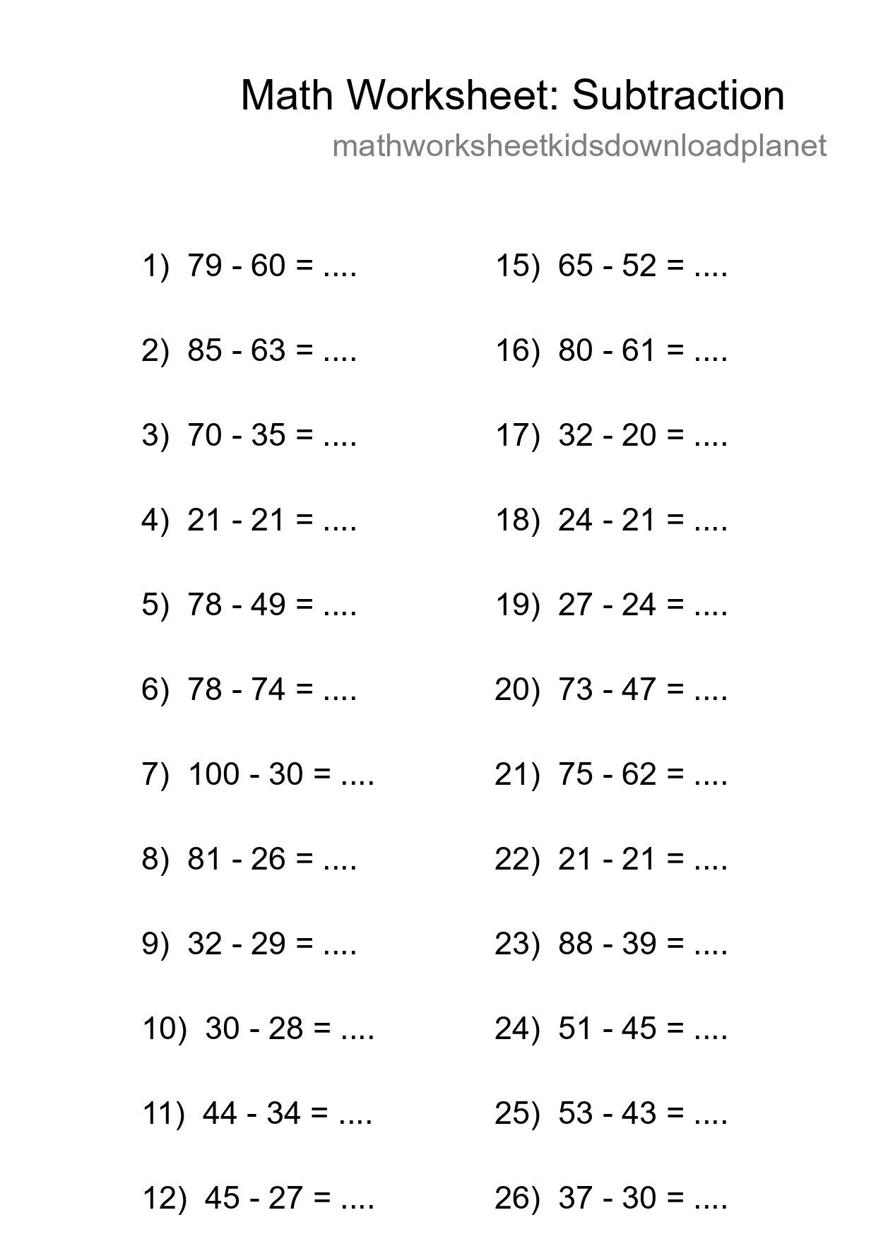Free 28 Subtraction Math Worksheet For Grade 3 With Answers - Part 250