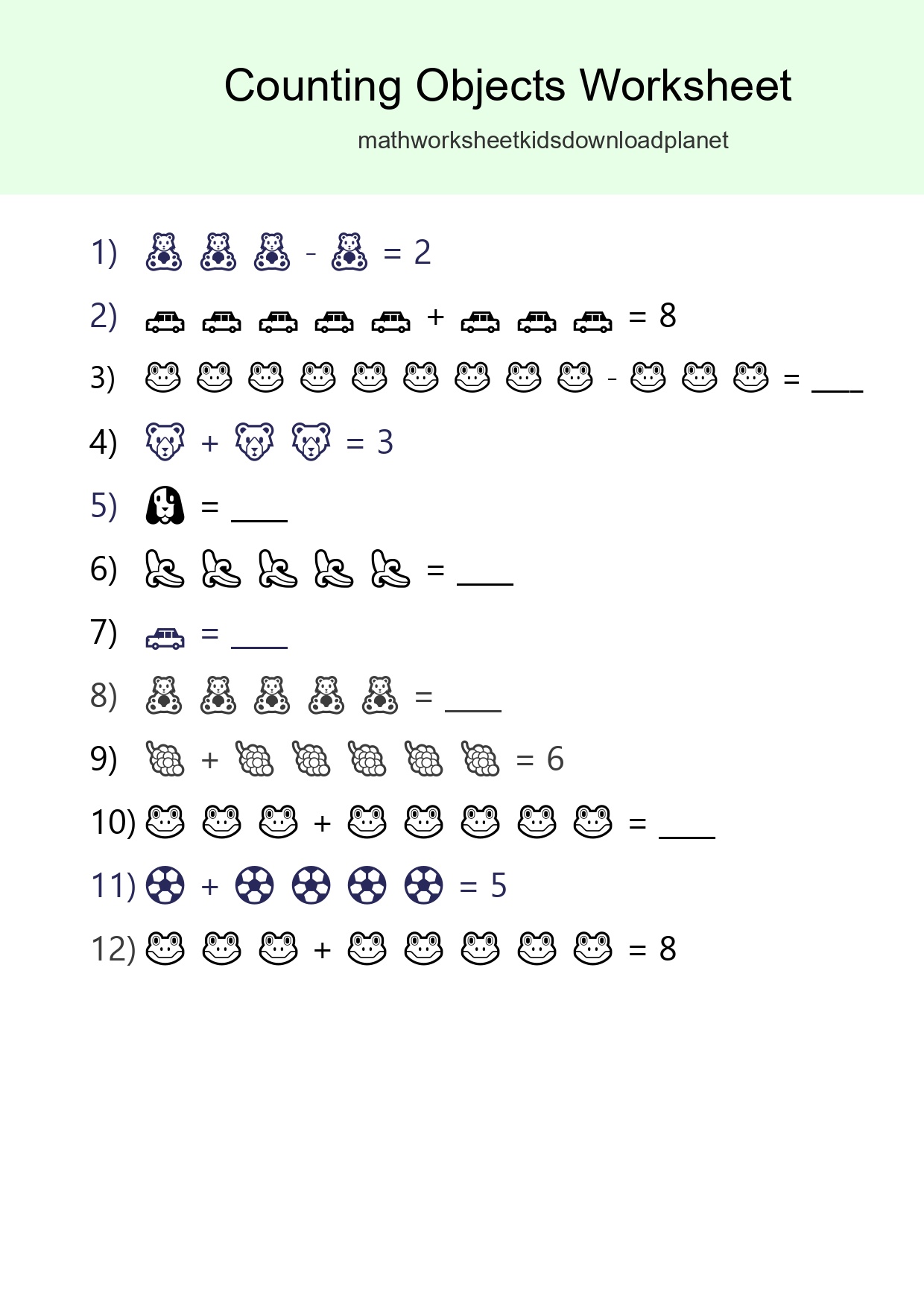 Free Counting Objects Worksheet For Kindergarten - Part 102