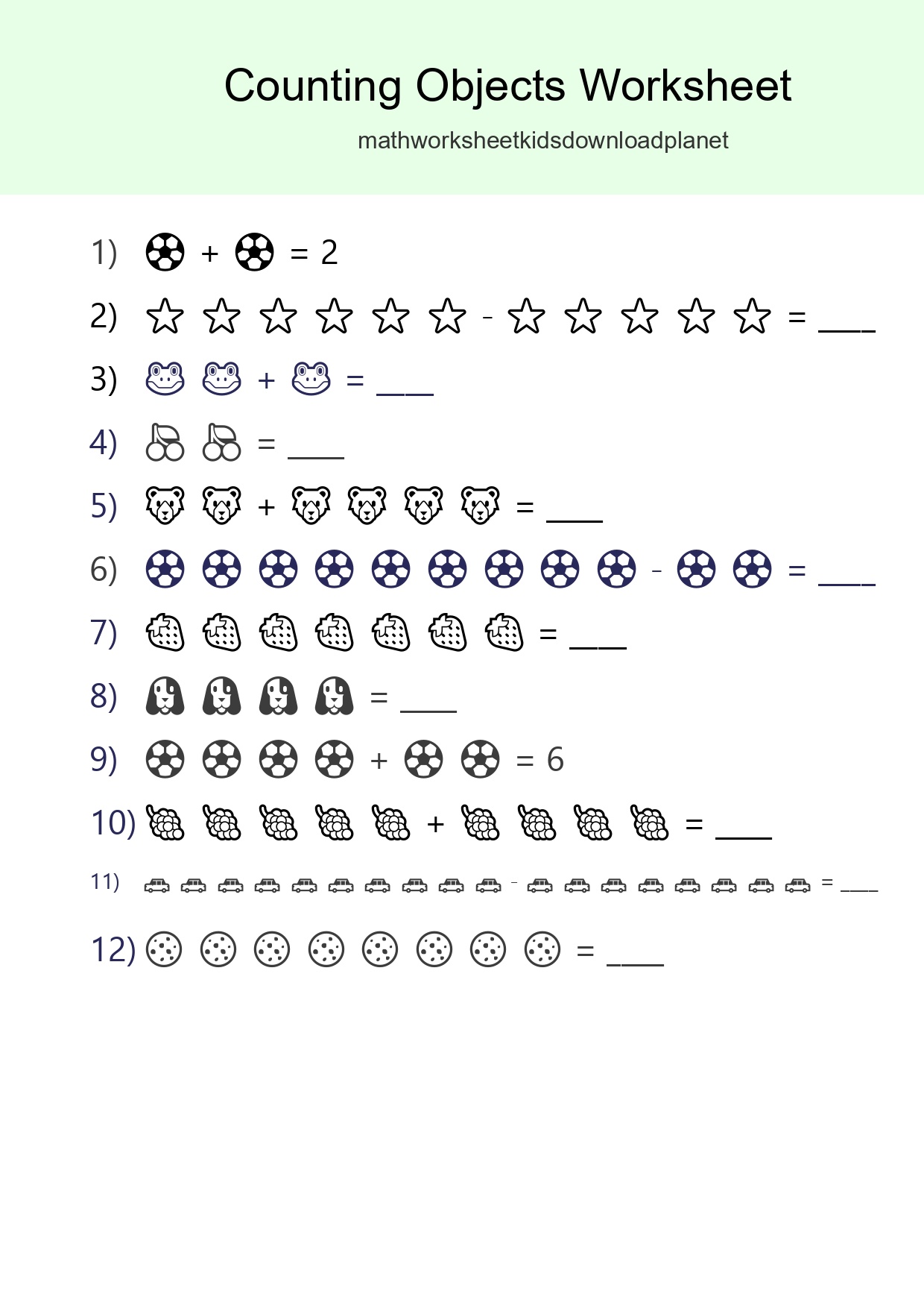Free Counting Objects Worksheet For Kindergarten - Part 124