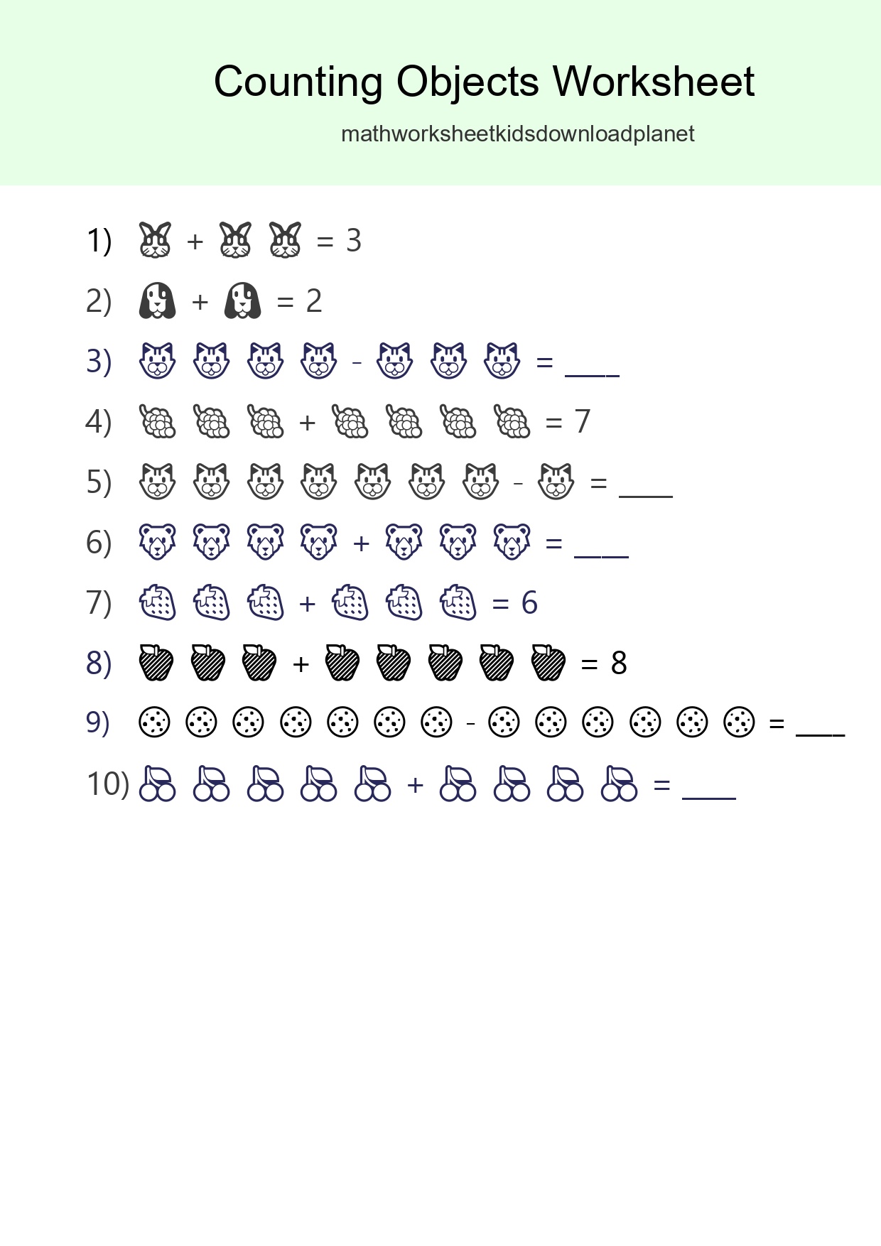 Free Counting Objects Worksheet For Kindergarten - Part 179