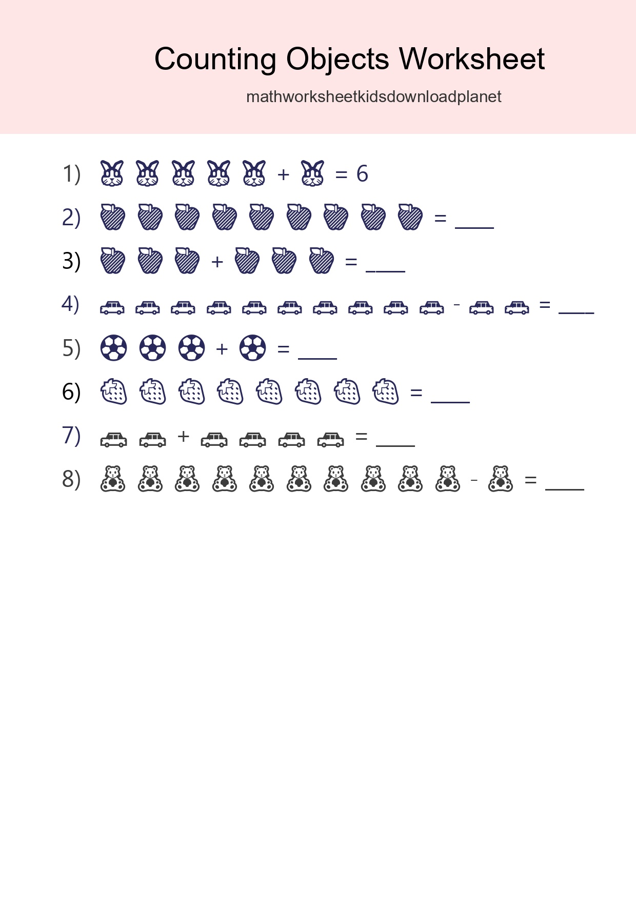 Free Counting Objects Worksheet For Kindergarten - Part 223