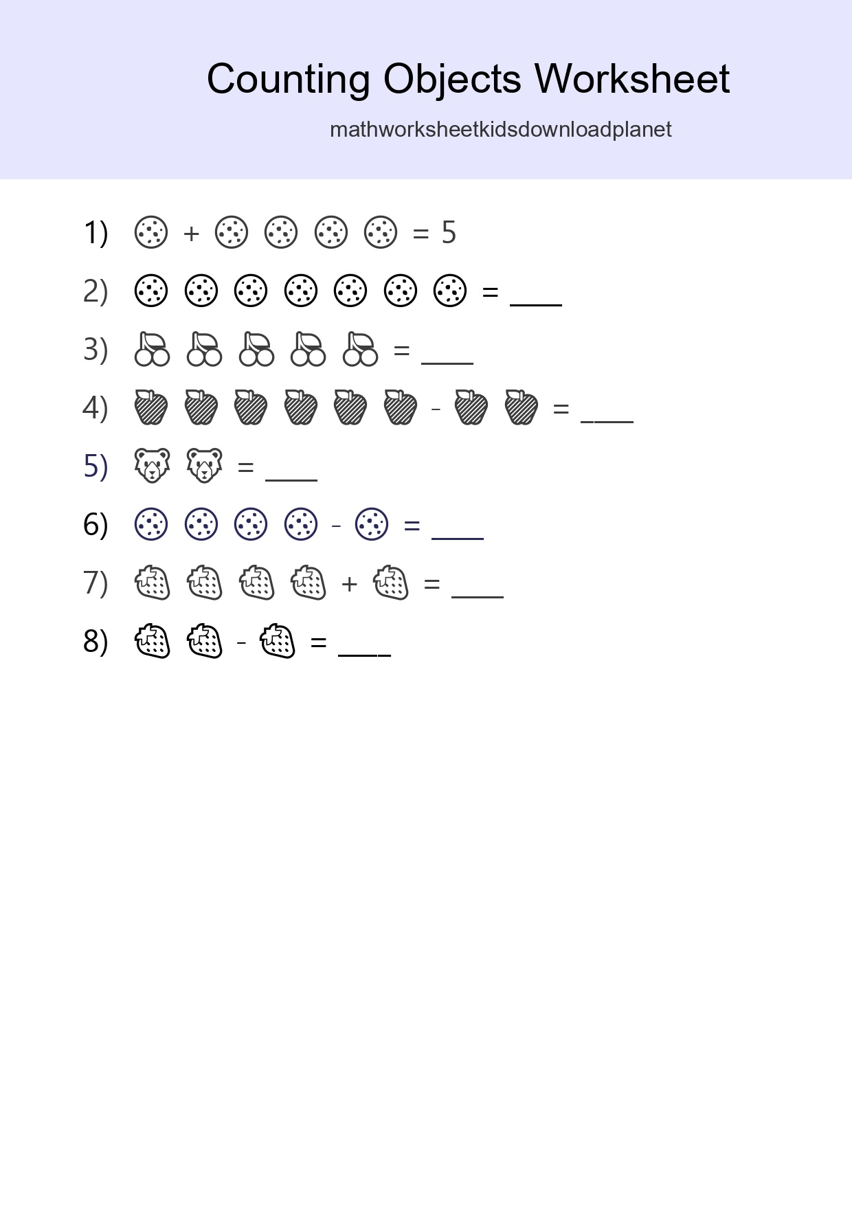 Free Counting Objects Worksheet For Kindergarten - Part 69