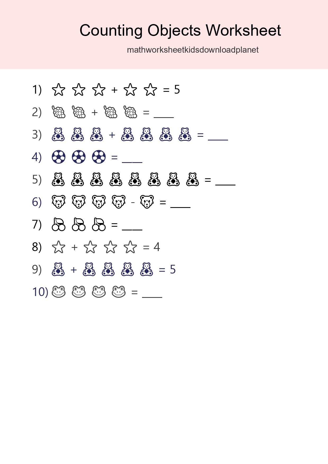 Free Counting Objects Worksheet For Kindergarten - Part 80