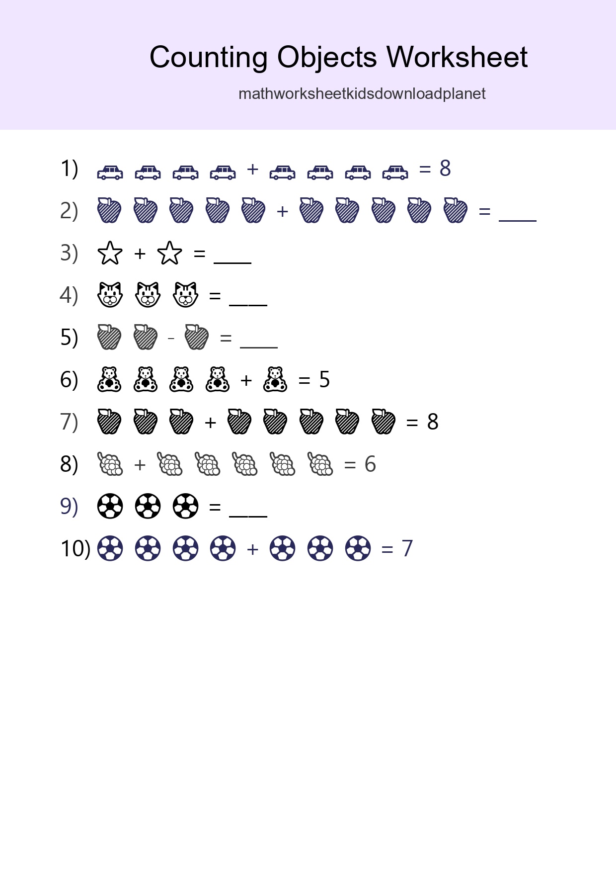 Free Counting Objects Worksheet For Kindergarten Printable - Part 146