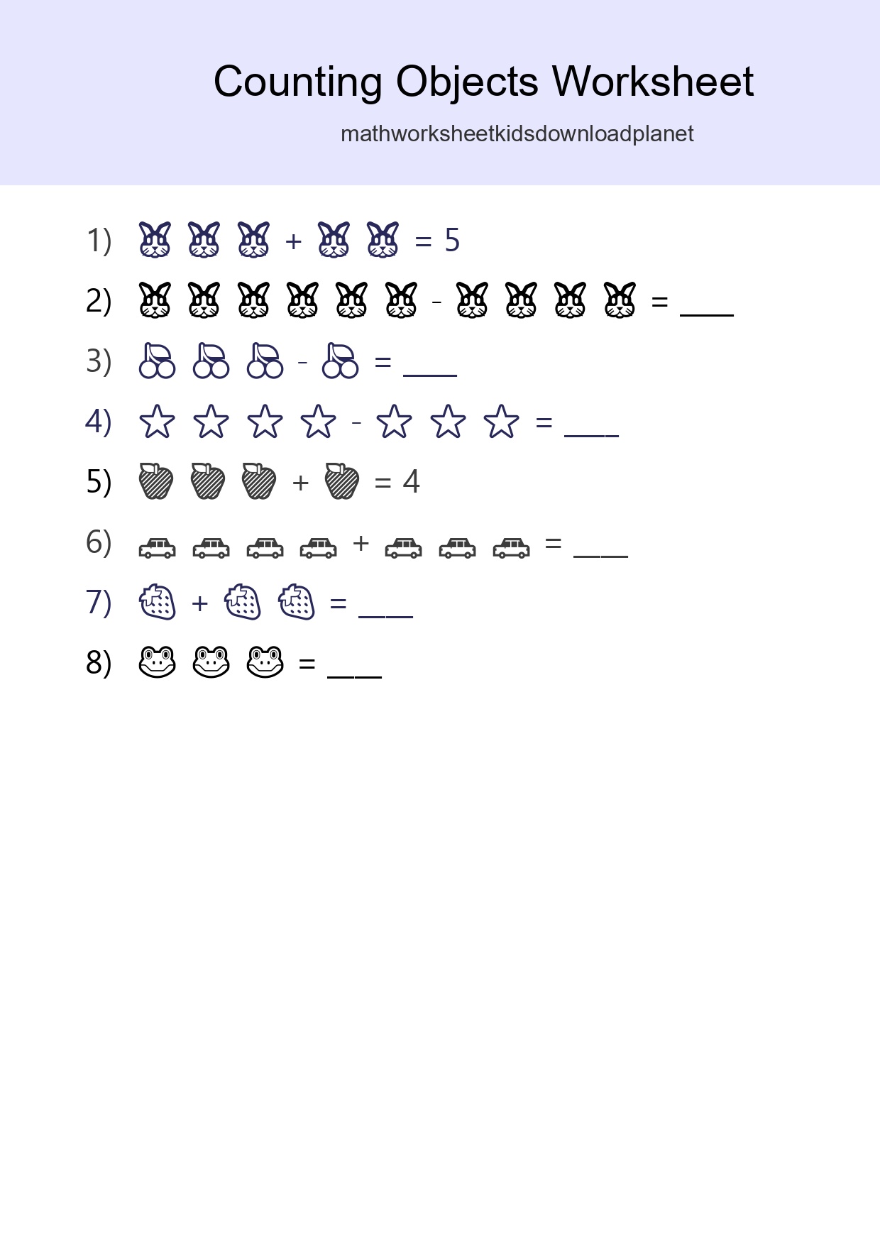 Free Counting Objects Worksheet For Kindergarten Printable - Part 234