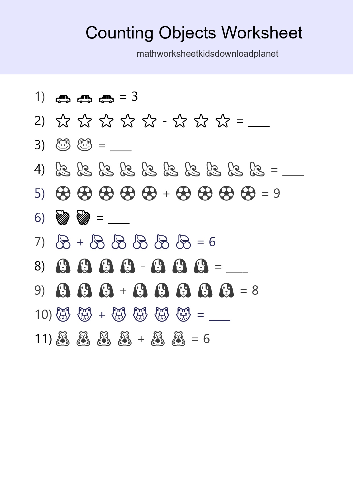 Kindergarten Count The Objects Worksheet - Part 168