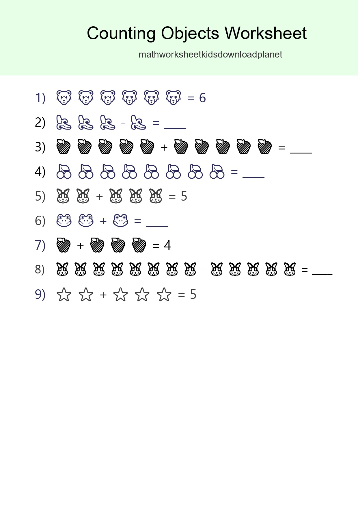 Kindergarten Count The Objects Worksheet - Part 190