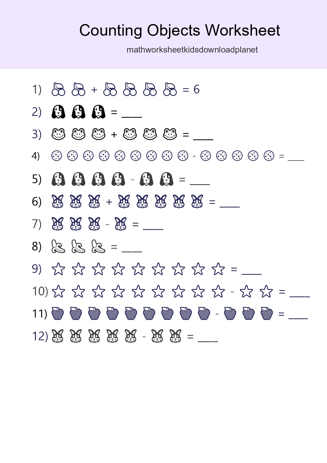Learn Counting With Pictures Worksheet (Kindergarten) - Part 3